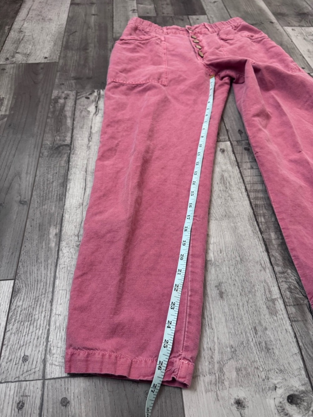 Sundance Linen Blend Pink High-Waist Button Front Pants Lightweight 4 - Picture 7 of 8